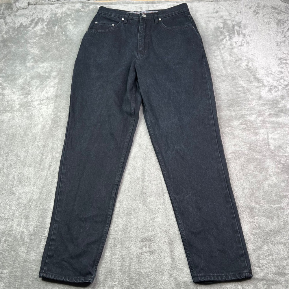 Boom Boom High Rise Mom Jeans Womens 15/16 Black Solid 100% Cotton Denim Vintage - Picture 2 of 15